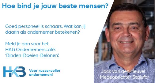 Advertentie voor HKB Ondernemerscafé over personeelsbinding.